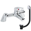 Chrome Bathroom Bath Filler Mixer Tap with Matching Chrome Waste - Bath Mounted