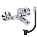 Chrome Bathroom Bath Filler Mixer Tap with Matching Chrome Waste - Wall Mounted