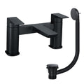 Modern Matt Black Curved Bath Filler Tap with Matching Bath Waste - Bath Mounted