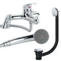 Chrome Single Lever Bath Shower Mixer Tap with Matching Bath Waste - Bath Mounted