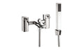 Square Chrome Peg Bath Shower Mixer Bathroom Tap with Handset - Bath Mounted