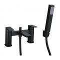 Modern Matt Black Curve Bath Shower Mixer Tap with Handset - Solid Brass Bath Mounted