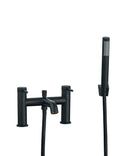 Round Matt Black Peg Style Bathroom Bath Shower Mixer Tap with Handset - Bath Mounted
