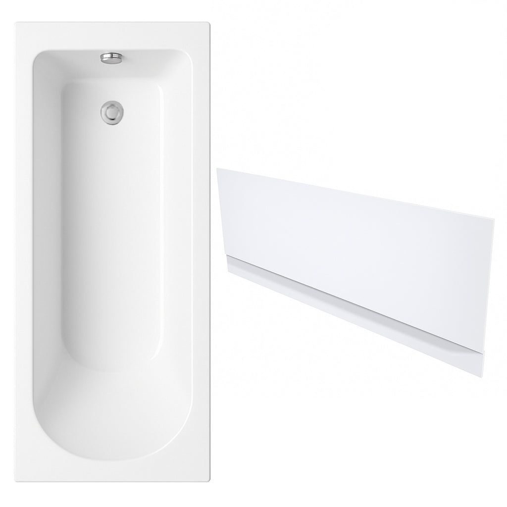 White Single-Ended Bath 1700 x 700 with Front Waterproof Panel
