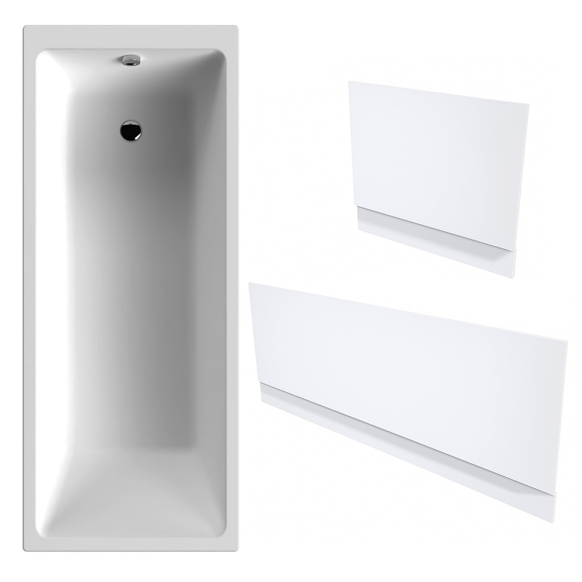 White Single-Ended Thin Edge Bath 1700 x 700 with Front and End Waterproof Panels