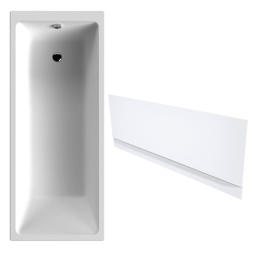 White Single-Ended Thin Edge Bath 1700 x 700 with Front Waterproof Panel