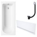 White Single-Ended Bath 1700 x 700 with Front Waterproof Panel and Chrome Waste