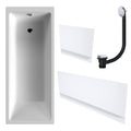 White Single-Ended Bath 1700 x 700 with Waterproof Panel Set and Chrome Waste