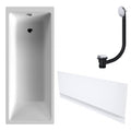 White Single-Ended Bath 1700 x 700 with Front Waterproof Panel and Chrome Waste
