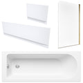 White 1700 x 700 Single-Ended Bath with Waterproof Panel Set & Reversible Hinged Glass Bath Shower Screen