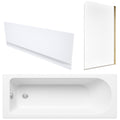 White 1700 x 700 Single-Ended Bath with Waterproof Front Panel & Reversible Hinged Glass Bath Shower Screen