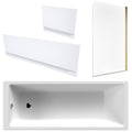 White 1700 x 700 Single-Ended Bath with Waterproof Panel Set & Reversible Hinged Glass Bath Shower Screen