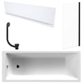White 1700 x 700 mm Single-Ended Bath with Waterproof Front Panel & Straight Black-Frame Bath Screen