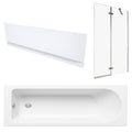 1700 x 700 mm Single-Ended Bath with Waterproof Front Panel and Semi-Framed Chrome Bath Screen