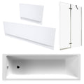 1700 x 700 mm Single-Ended Bath with Waterproof Front & End Panel Set and Semi-Framed Chrome Bath Screen