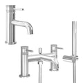 Chrome Basin Mixer Tap and Bath Shower Mixer with Handset - Dual Handle Options