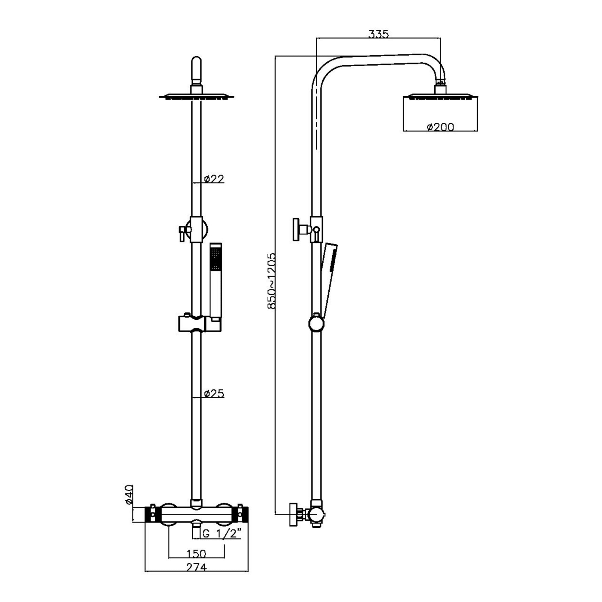 Chrome Basin Mixer Tap, Bath Shower Mixer and Rigid Riser Shower with Slotted Basin and Bath Waste