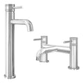 Chrome Tall Basin Mixer Tap with Bath Filler - Dual Handle Options