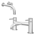 Chrome Wall Mounted Basin Mixer Tap with Bath Filler - Dual Handle Options