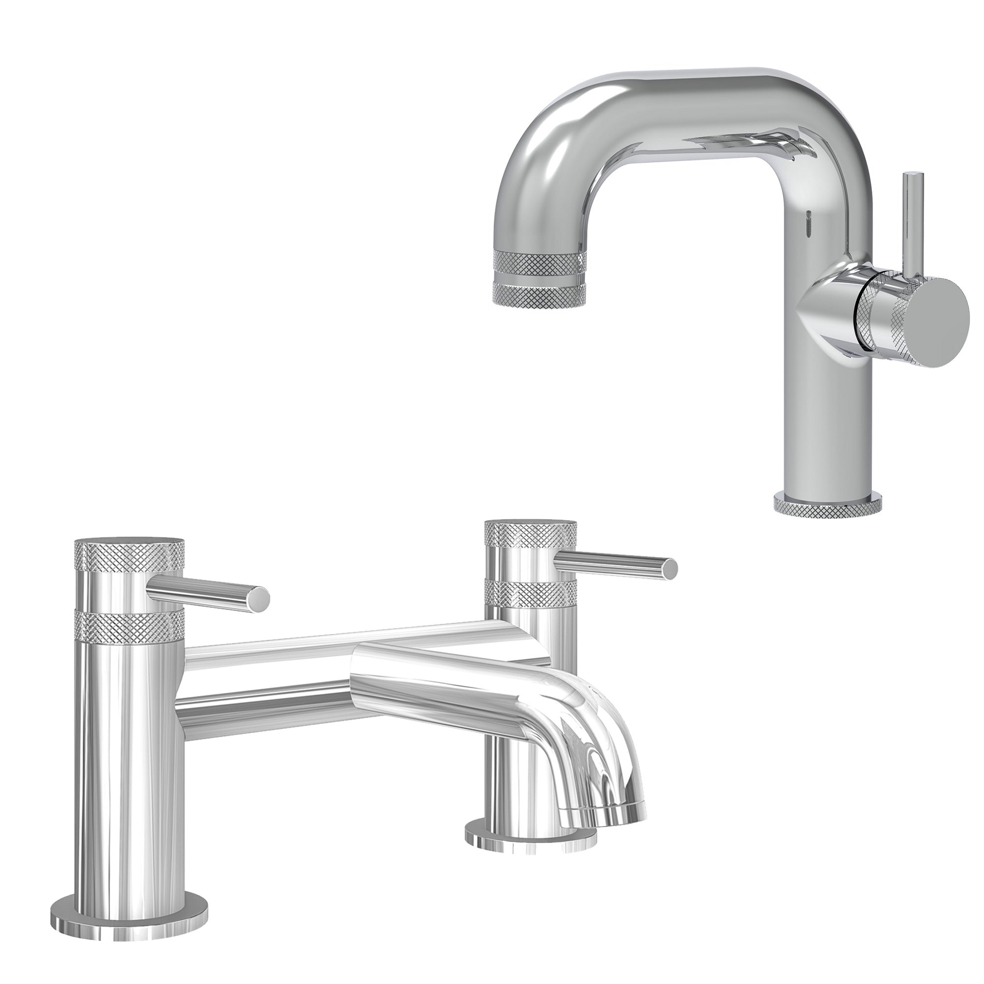 Chrome Side Lever Basin Mixer Tap with Bath Filler - Dual Handle Options