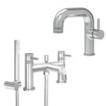 Chrome Side Lever Basin Mixer Tap and Bath Shower Mixer with Handset - Dual Handle Options