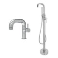 Chrome Side Lever Basin Mixer Tap and Freestanding Bath Shower Mixer Tap with Handset - Dual Handle Options