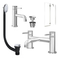Chrome Basin Mixer Tap, Bath Filler with Universal Basin and Bath Waste and Pivot Bath Screen