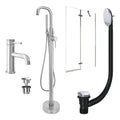 Chrome Basin Mixer and Freestanding Bath Shower Mixer and Universal Basin and Bath Waste and Pivot Bath Screen