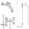 Chrome Wall Mounted Basin Mixer Tap, Bath Shower Mixer and Pivot Bath Screen