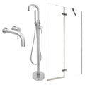 Chrome Wall Mounted Basin Mixer Tap, Freestanding Bath Shower Mixer and Pivot Bath Screen