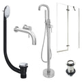 Chrome Wall Mounted Basin Mixer Tap, Freestanding Bath Shower Mixer and Unslotted Basin and Bath Waste and Pivot Bath Screen