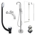 Chrome Wall Mounted Basin Mixer Tap, Freestanding Bath Shower Mixer and Slotted Basin and Bath Waste and Pivot Bath Screen