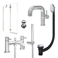 Chrome Side Lever Basin Mixer Tap, Bath Shower Mixer with Slotted Basin and Bath Waste and Pivot Bath Screen