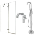 Chrome Side Lever Basin Mixer Tap, Freestanding Bath Shower Mixer and Pivot Bath Screen