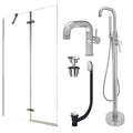 Chrome Side Lever Basin Mixer Tap, Freestanding Bath Shower Mixer and Universal Basin and Bath Waste and Pivot Bath Screen
