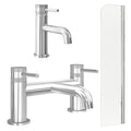 Chrome Basin Mixer Tap with Bath Filler and Radius Bath Screen