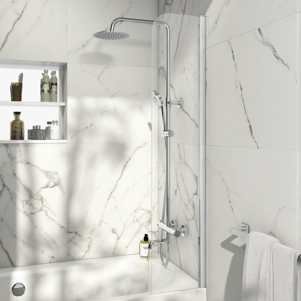 Chrome Basin Mixer Tap, Bath Filler with Universal Basin and Bath Waste and Radius Bath Screen