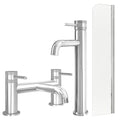 Chrome Tall Basin Mixer Tap with Bath Filler and Radius Bath Screen