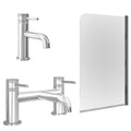 Chrome Basin Mixer Tap with Bath Filler and Edge Bath Screen
