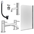 Chrome Basin Mixer Tap, Bath Filler with Universal Basin and Bath Waste and Edge Bath Screen