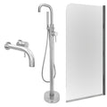 Chrome Wall Mounted Basin Mixer Tap, Freestanding Bath Shower Mixer and Edge Bath Screen