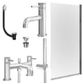 Chrome Basin Mixer Tap, Bath Shower Mixer with Universal Basin and Bath Waste and Edge Bath Screen