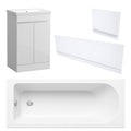 Waterproof 500mm Vanity Unit with Single Ended Bath and Waterproof Front & End Panel Set - Gloss White