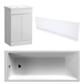 Waterproof 500mm Vanity Unit with Single Ended Bath and Waterproof Front Panel - Gloss White