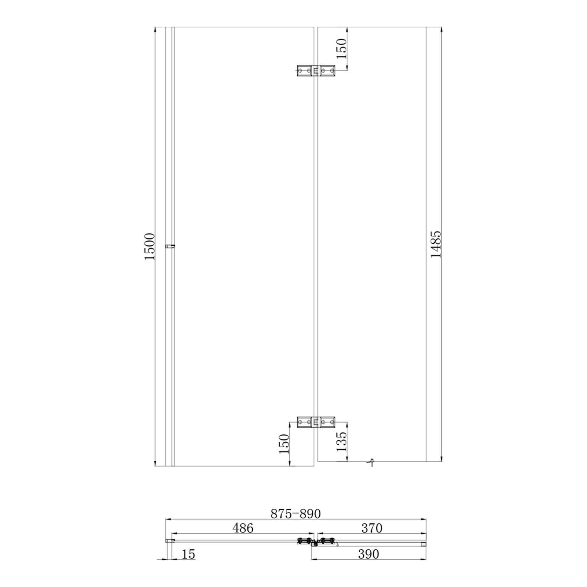 Waterproof 500mm Vanity Unit with Single Ended Bath, Gloss White Front Panel & Chrome Profile Bath Screen