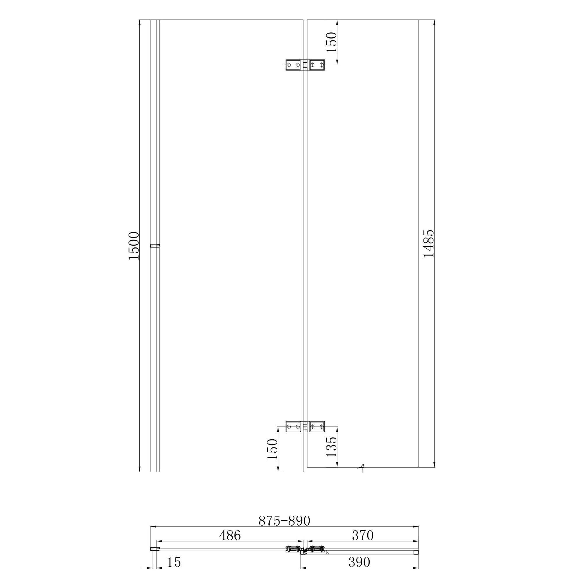 Waterproof 500mm Vanity Unit with Single Ended Bath, Gloss White Panels, Matt Black Screen, Bath & Slotted Basin Waste