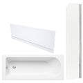 Single Ended Bath, Gloss White Front Panel & Chrome Profile Bath Screen