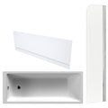 Single Ended Bath, Gloss White Front Panel & Chrome Profile Bath Screen