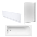 Single Ended Bath, Gloss White Front Panel & Chrome Profile Bath Screen