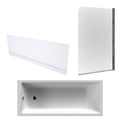 Single Ended Bath, Gloss White Front Panel & Chrome Profile Bath Screen